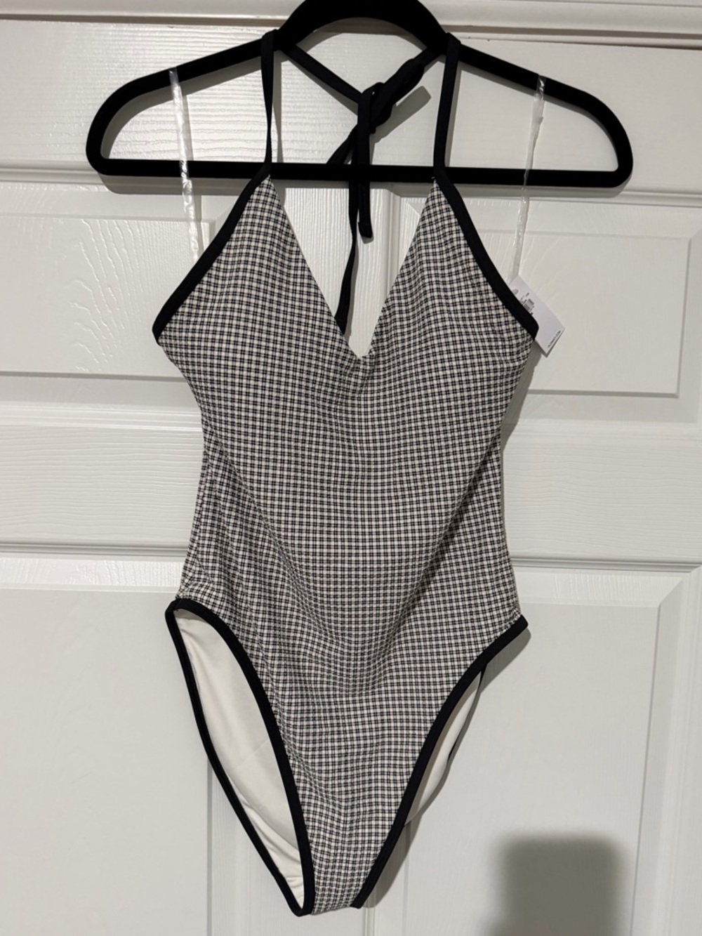 Pique V-Neck Halter Swimsuit